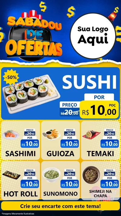 Modelo de Rede Social para Stories com o tema Sabadou de Ofertas para Comida japonesa
