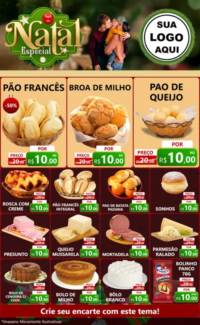Modelo de Encarte para Encarte Grande com o tema Natal Especial para Padaria