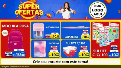 Modelo de TV para TV Horizontal com o tema Super Ofertas para Papelaria