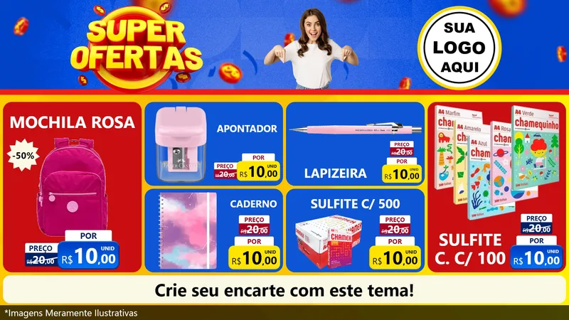 Modelo de TV para TV Horizontal com o tema Super Ofertas para Papelaria