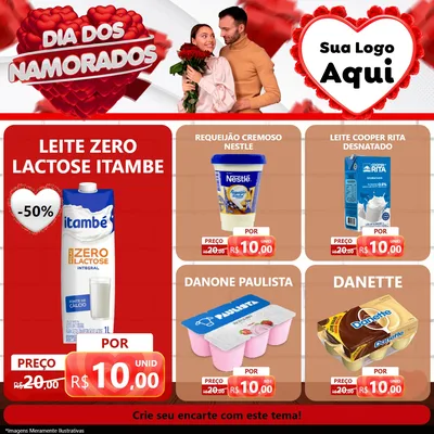 Modelo de Rede Social para Feed Facebook com o tema Dia dos Namorados para Frios e Laticínios