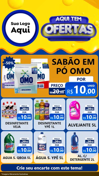 Modelo de Rede Social para Stories com o tema Aqui Tem Ofertas para Produtos de Limpeza