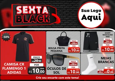 Modelo de Encarte para Encarte A4 Horizontal com o tema Sexta Black para Roupas e acessórios