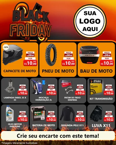 Modelo de Rede Social para Feed Instagram com o tema Black Friday para Moto peças