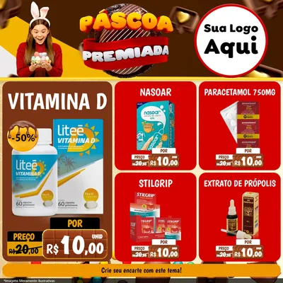 Modelo de Rede Social para Feed Facebook com o tema Páscoa Premiada para Farmácia