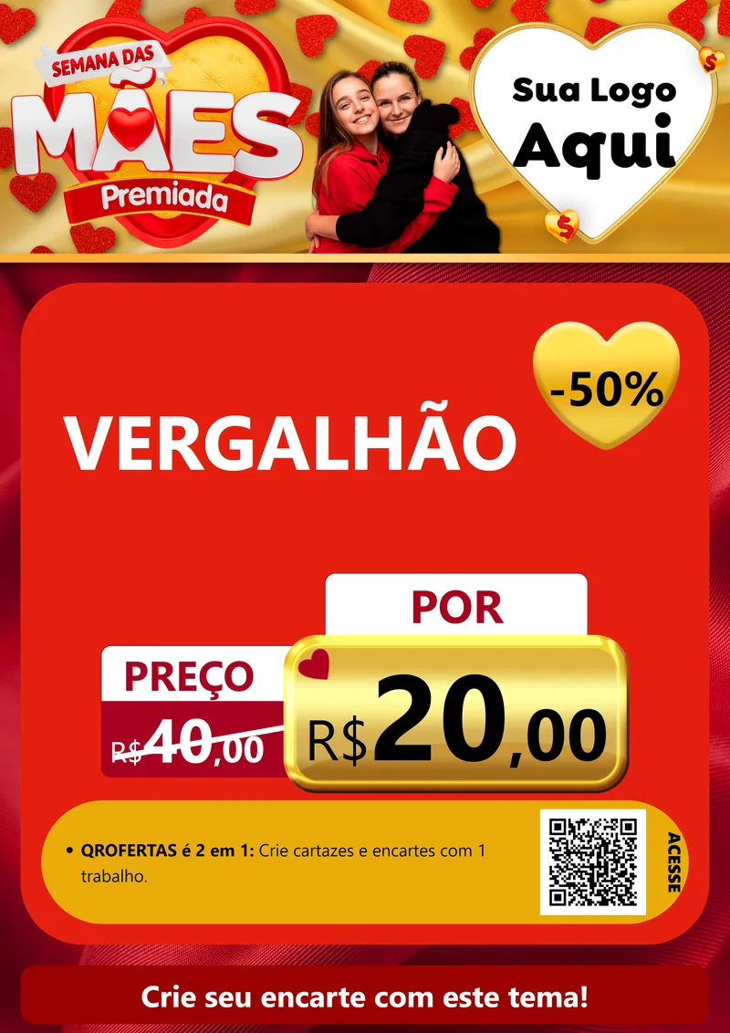 Modelo de Cartaz para Cartaz A4 Vertical com o tema Semana das Mães Premiada para Ferragens