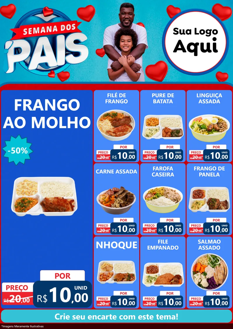 Modelo de Encarte para Encarte A4 Vertical com o tema Semana Dos Pais para Restaurante