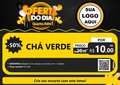 Modelo de Cartaz para Cartaz A4 Horizontal com o tema Oferta do Dia - Quarta Feira! para Produtos Naturais