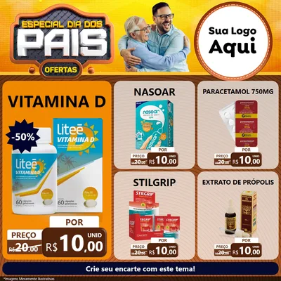 Modelo de Rede Social para Feed Facebook com o tema Especial Dia dos Pais para Farmácia