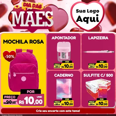 Modelo de Rede Social para Feed Facebook com o tema Dia Das Mães para Papelaria