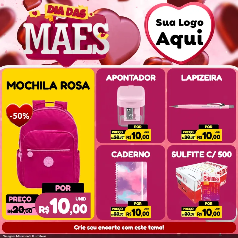 Modelo de Rede Social para Feed Facebook com o tema Dia Das Mães para Papelaria