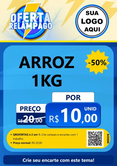 Modelo de Cartaz para Cartaz A4 Vertical com o tema Oferta Relâmpago para Supermercado