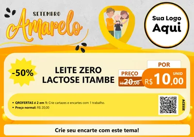 Modelo de Cartaz para Cartaz A4 Horizontal com o tema Setembro Amarelo para Frios e Laticínios