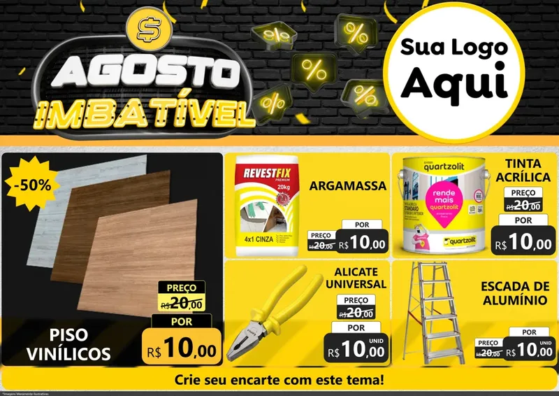 Modelo de Encarte para Encarte A4 Horizontal com o tema Agosto Imbatível para Material para Construção