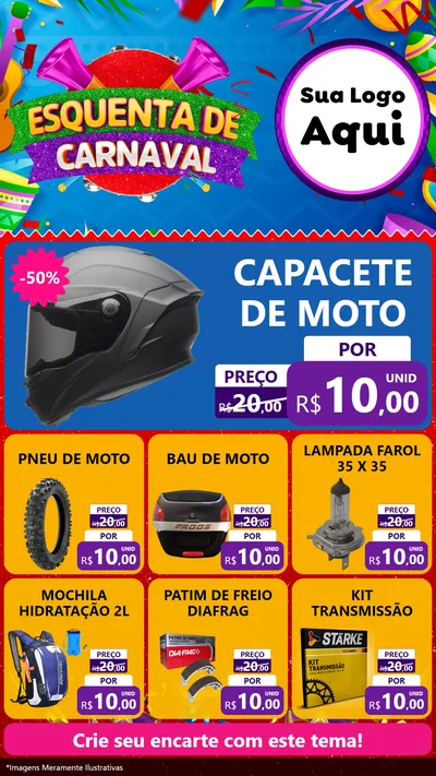 Modelo de Rede Social para Stories com o tema Esquenta de Carnaval para Moto peças