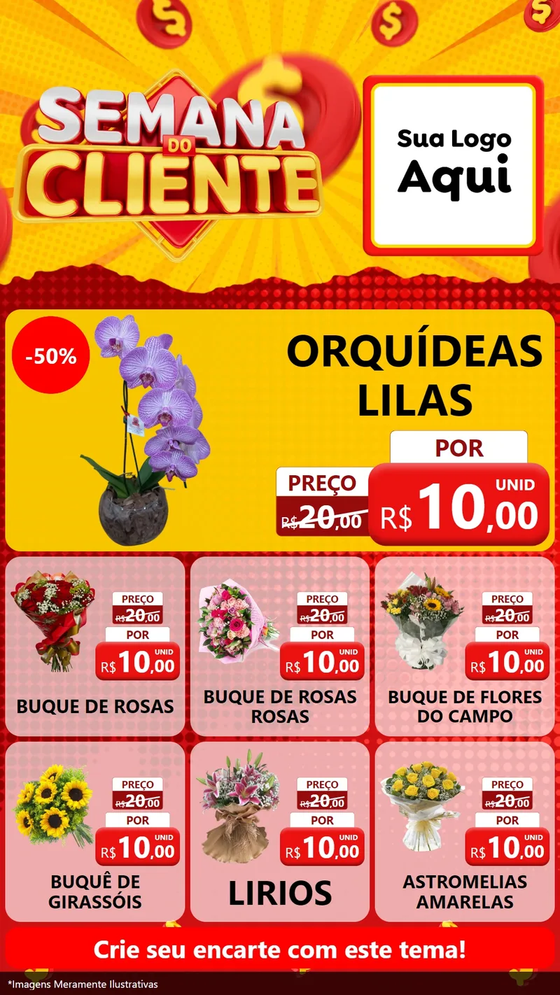 Modelo de Rede Social para Stories com o tema Semana do Cliente para Floricultura e jardim