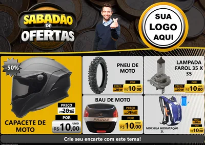 Modelo de Encarte para Encarte A4 Horizontal com o tema Sabadão de Ofertas para Moto peças