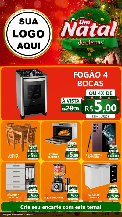 Modelo de Rede Social para Stories com o tema Um Natal de Ofertas para Móveis e Eletro