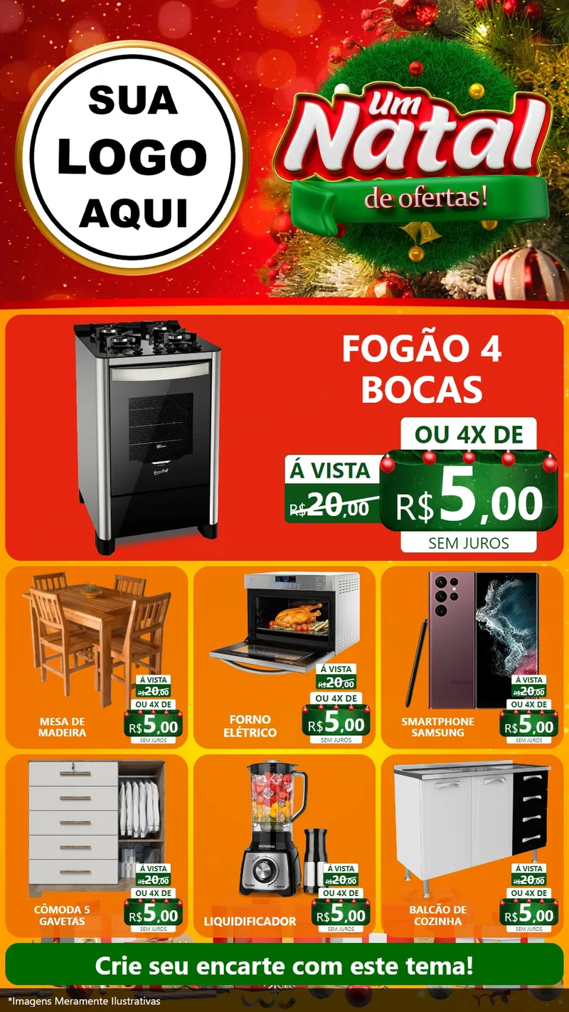 Modelo de Rede Social para Stories com o tema Um Natal de Ofertas para Móveis e Eletro