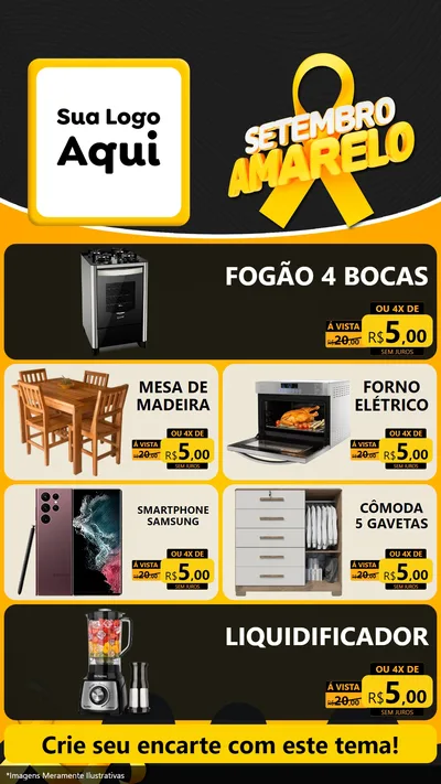 Modelo de TV para TV Vertical com o tema Setembro Amarelo para Móveis e Eletro