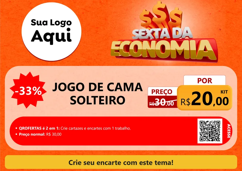 Modelo de Cartaz para Cartaz A4 Horizontal com o tema Sexta da Economia para Cama, Mesa e Banho