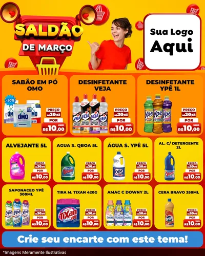 Modelo de Rede Social para Feed Instagram com o tema Saldão de Março para Produtos de Limpeza