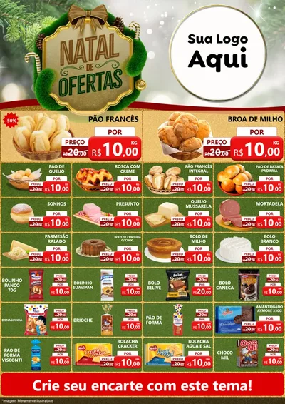 Modelo de Encarte para Encarte A4 Vertical com o tema Ofertas de Natal para Padaria