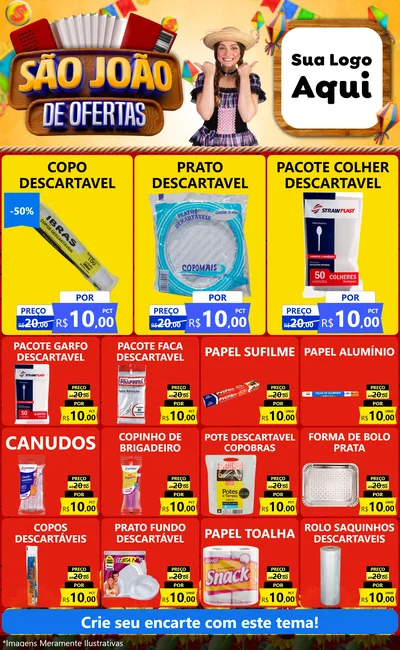 Modelo de Encarte para Encarte Grande com o tema São João de Ofertas para Embalagens