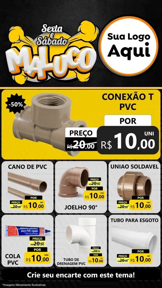 Modelo de Rede Social para Stories com o tema Sexta e Sábado Maluco para Tubos e conexões