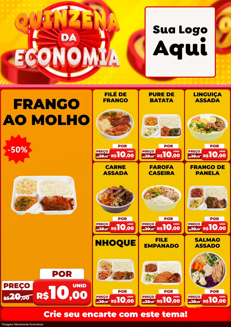 Modelo de Encarte para Encarte A4 Vertical com o tema Quinzena Da Economia para Restaurante