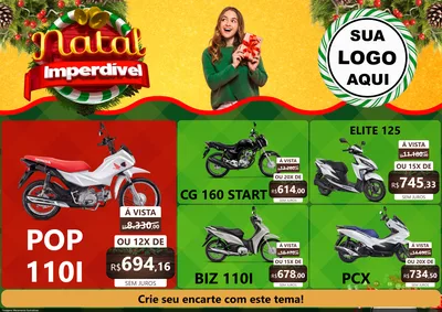 Modelo de Encarte para Encarte A4 Horizontal com o tema Natal Imperdível para Concessionaria de Motos