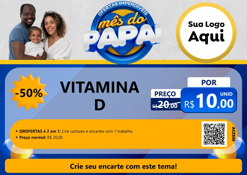 Modelo de Cartaz para Cartaz A4 Horizontal com o tema Ofertas Imperdíveis Mês Do Papai para Farmácia