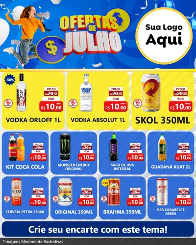 Modelo de Rede Social para Feed Instagram com o tema Ofertas de Julho para Distribuidora de bebidas