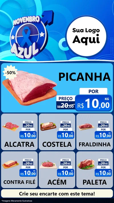 Modelo de Rede Social para Stories com o tema Novembro Azul para Açougue