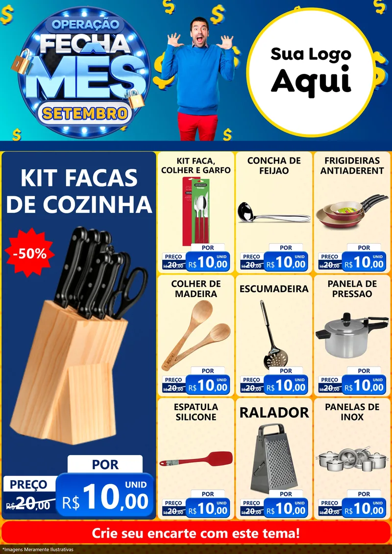 Modelo de Encarte para Encarte A4 Vertical com o tema Operação Fecha Mês Setembro para Utilidades Domésticas