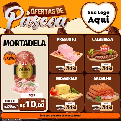 Modelo de Rede Social para Feed Facebook com o tema Ofertas de Páscoa para Frios e Laticínios