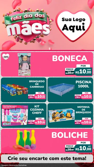 Modelo de TV para TV Vertical com o tema Feliz Dia das Mães para Brinquedos