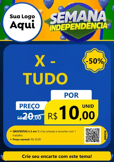 Modelo de Cartaz para Cartaz A4 Vertical com o tema Semana da Independência para Hamburgueria