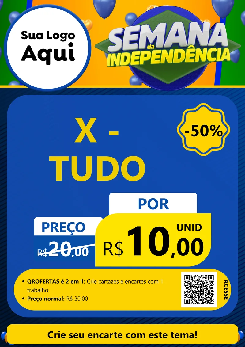Modelo de Cartaz para Cartaz A4 Vertical com o tema Semana da Independência para Hamburgueria