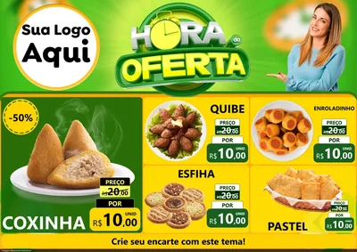 Modelo de Encarte para Encarte A4 Horizontal com o tema Hora da Oferta para Salgadaria