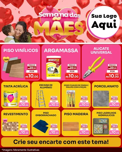 Modelo de Rede Social para Feed Instagram com o tema Semana Das Mães para Material para Construção
