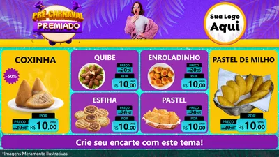 Modelo de TV para TV Horizontal com o tema Pré-Carnaval Premiado para Salgadaria