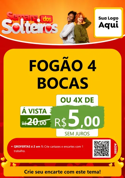 Modelo de Cartaz para Cartaz A4 Vertical com o tema Semana dos Solteiros para Móveis e Eletro