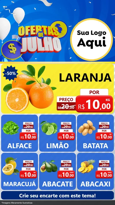 Modelo de Rede Social para Stories com o tema Ofertas de Julho para Hortifrúti