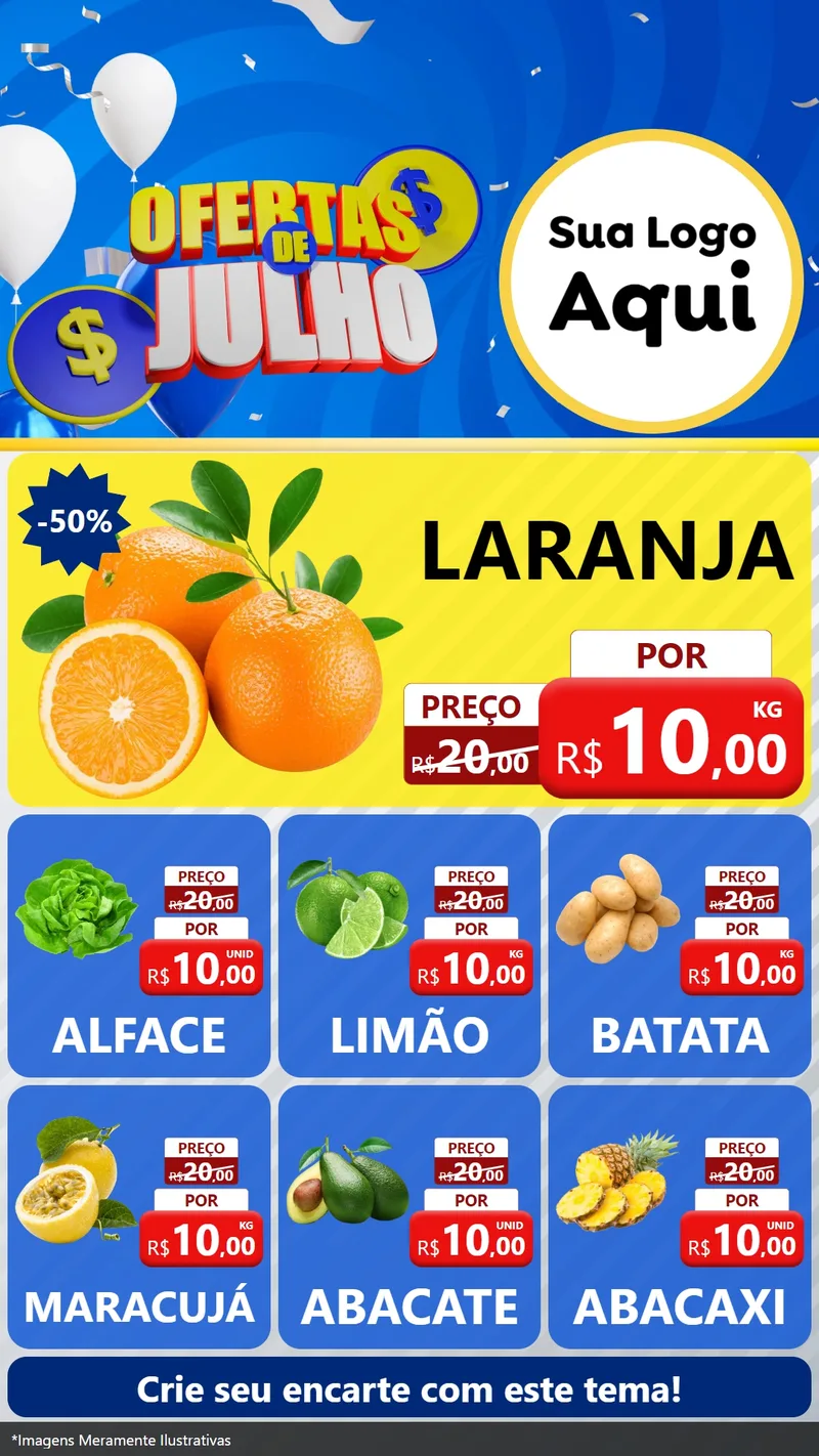 Modelo de Rede Social para Stories com o tema Ofertas de Julho para Hortifrúti