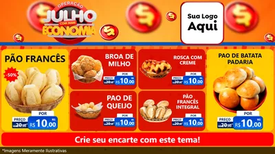 Modelo de TV para TV Horizontal com o tema Operação Julho Com Mais Economia para Padaria