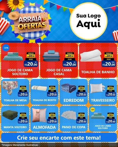 Modelo de Rede Social para Feed Instagram com o tema Arraiá de Ofertas para Cama, Mesa e Banho