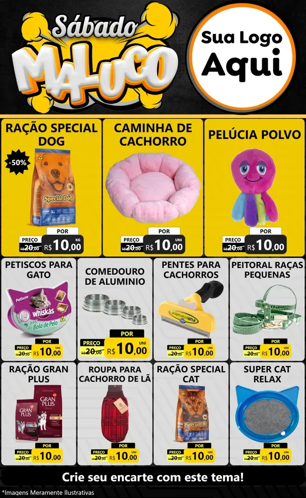 Modelo de Encarte para Encarte Grande com o tema Sábado Maluco para Pet Shop
