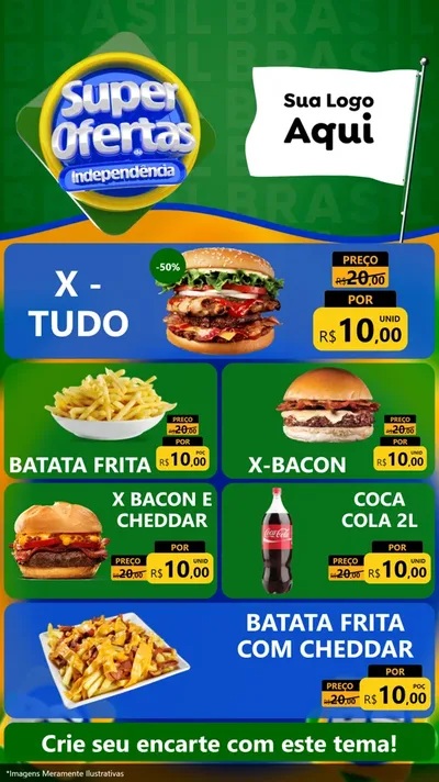 Modelo de TV para TV Vertical com o tema Super Ofertas de Independência para Hamburgueria