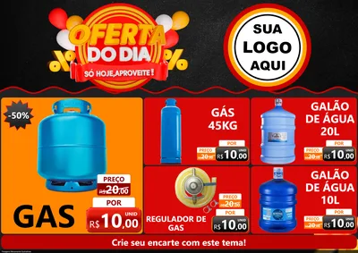 Modelo de Encarte para Encarte A4 Horizontal com o tema Oferta do Dia - Só hoje, Aproveite! para Água e gás